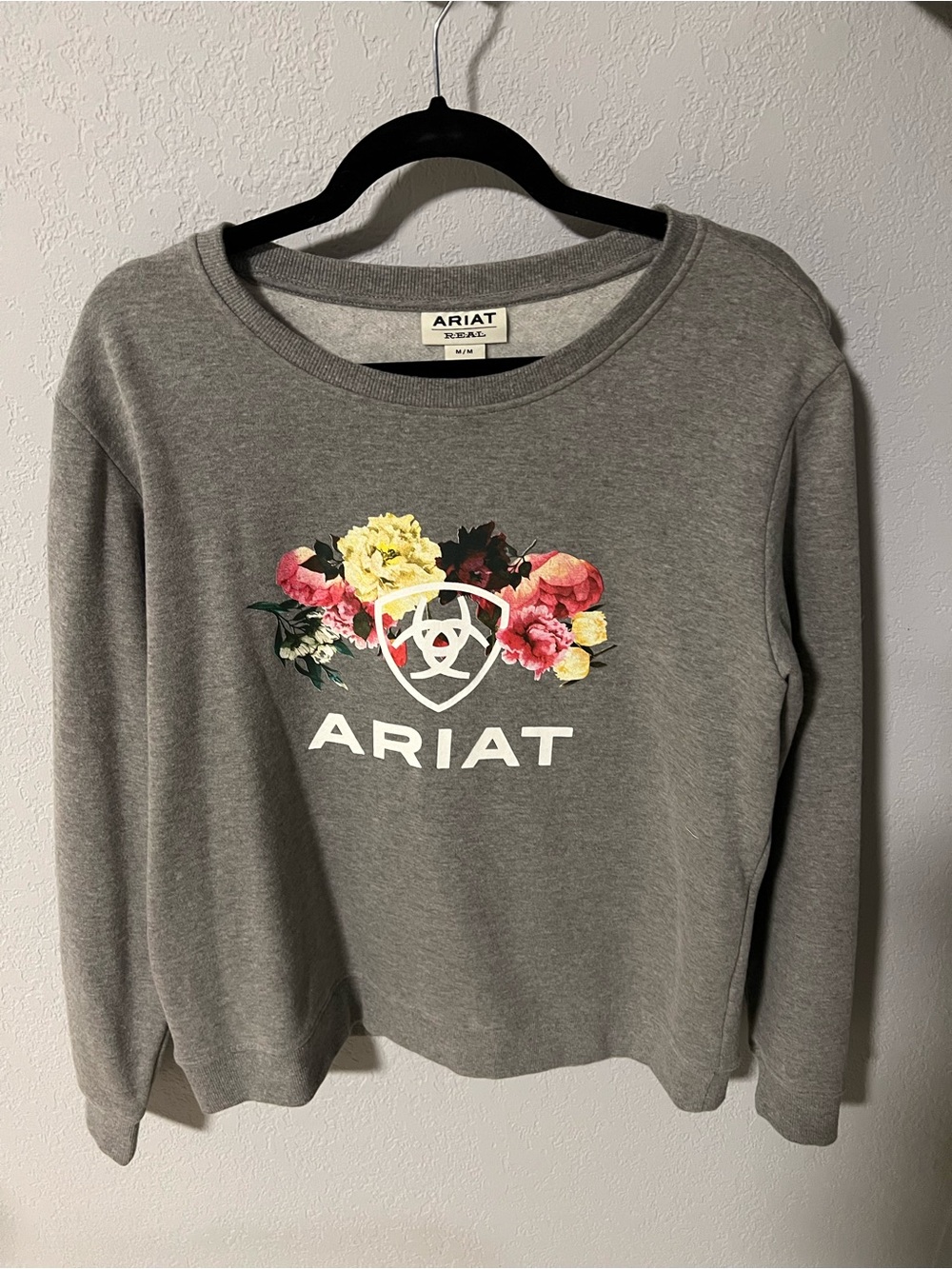 Ariat Heather Gray Crewneck Sweatshirt with Black Label